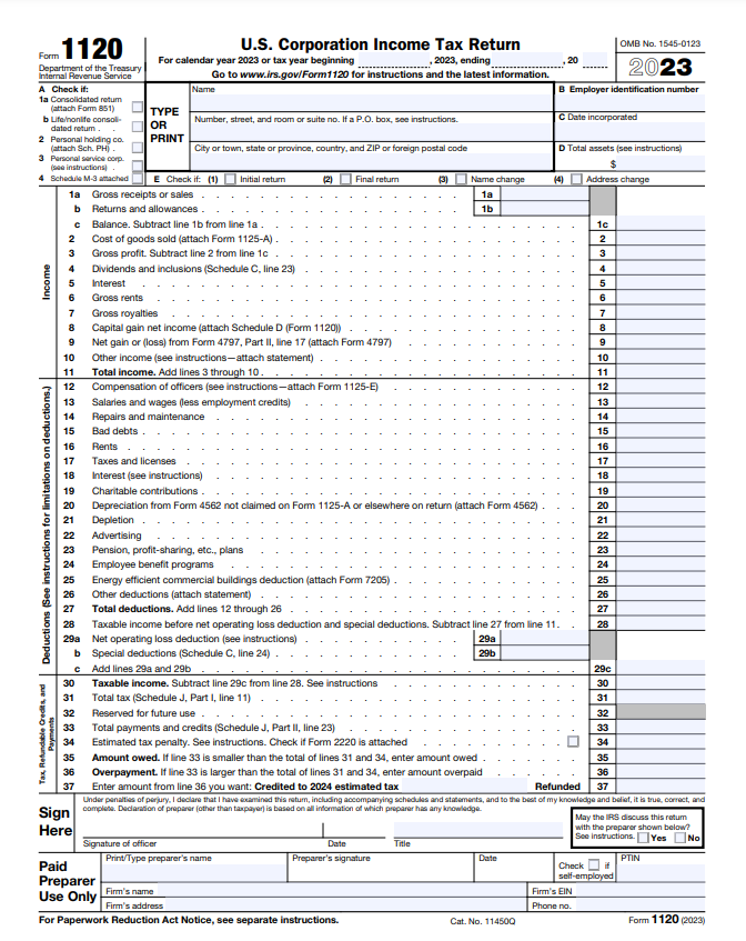 Form 1120: Corporate Income Tax Return