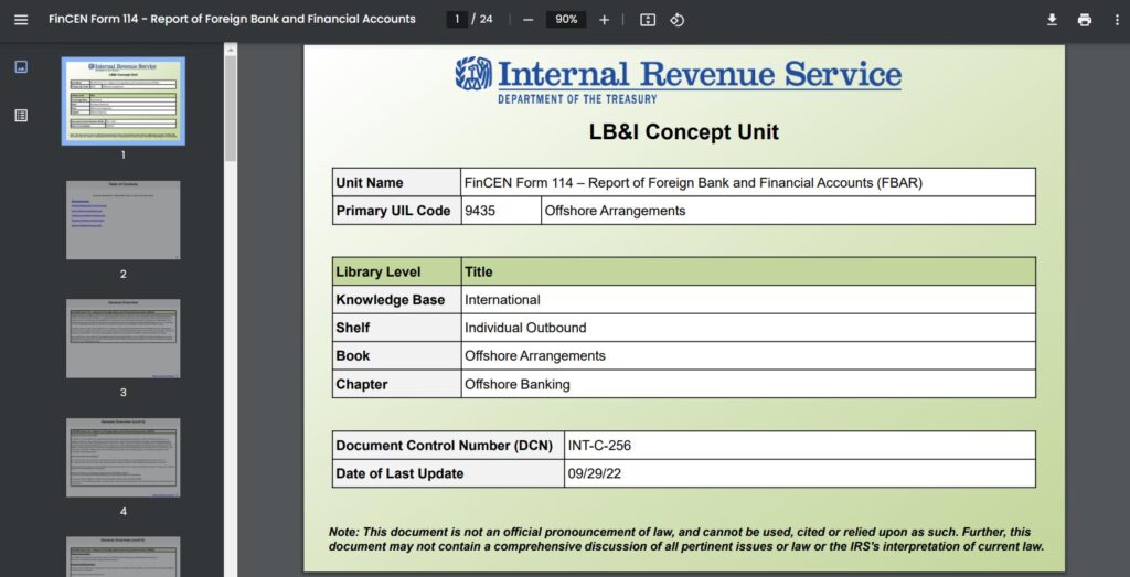 Master Foreign Bank Account Reporting