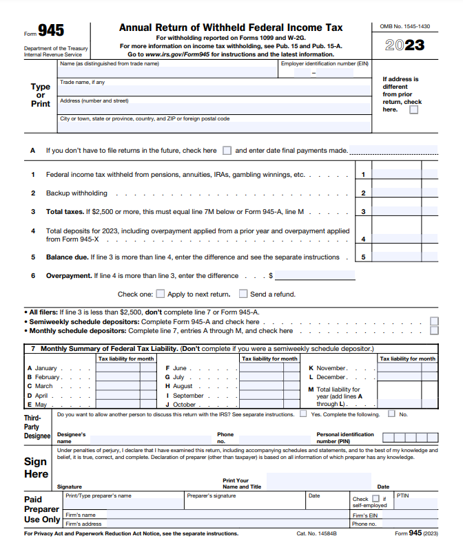 Form 945: What It Is, How to File It - S'witty Kiwi