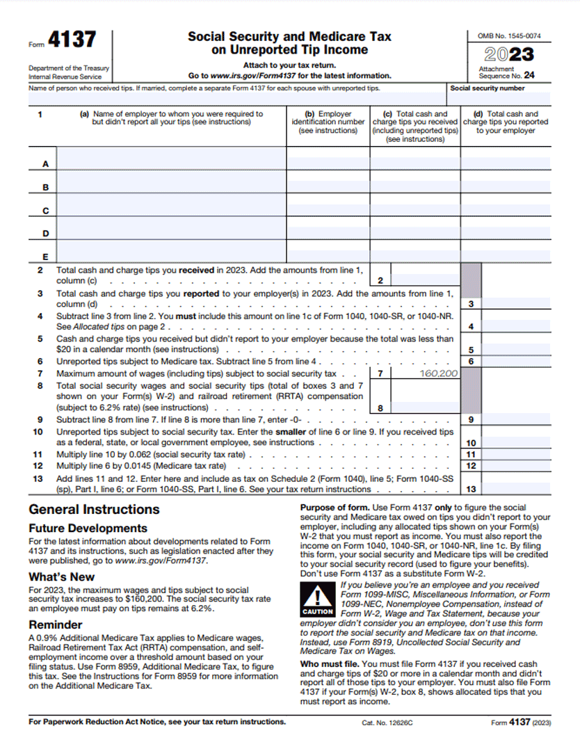 When to Use Form 4137: Tax on Unreported Tip Income - S'witty Kiwi