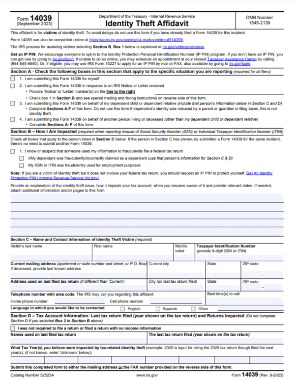 Guide to IRS Form 14039: Identity Theft Affidavit - S'witty Kiwi